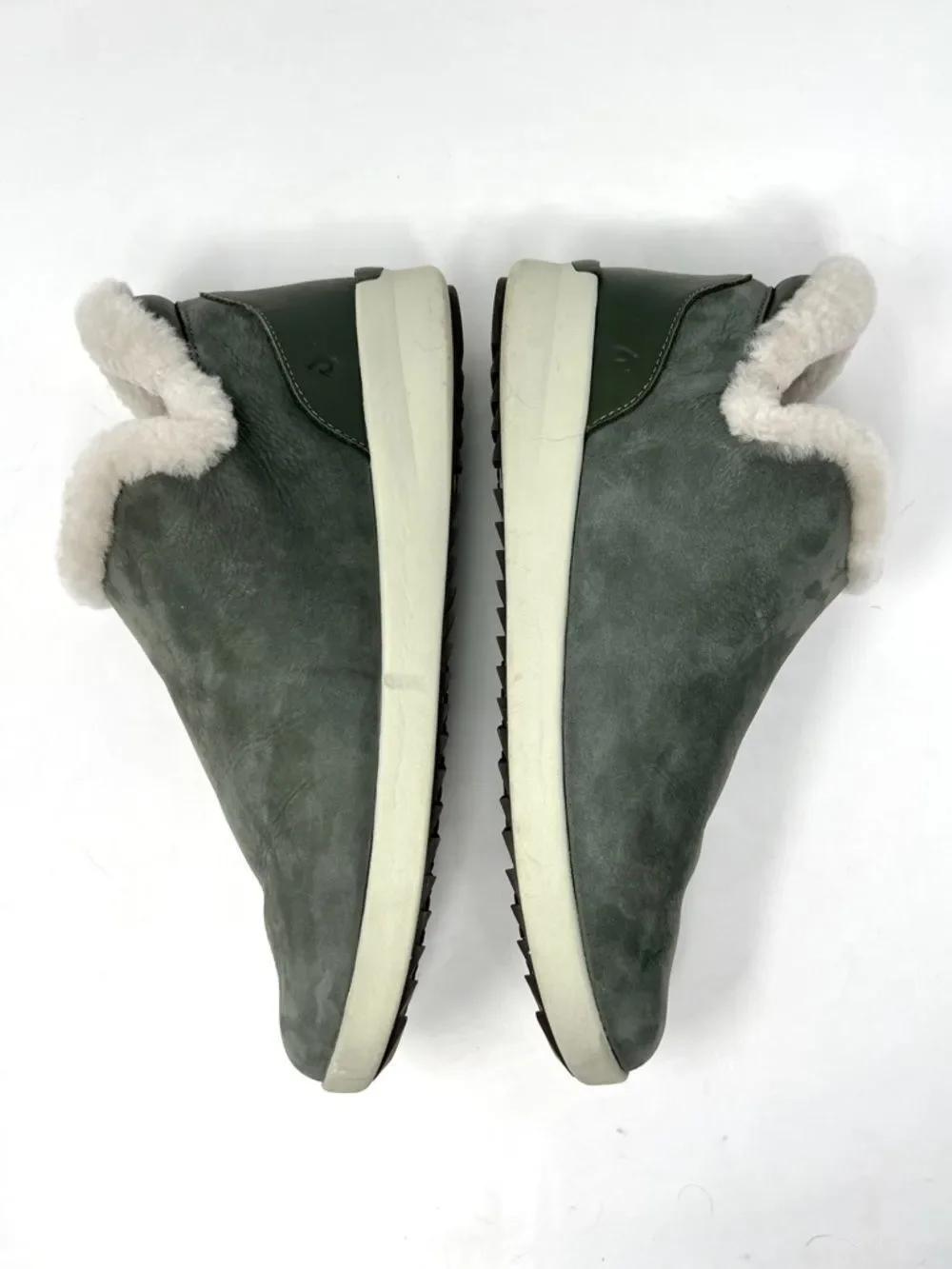 OluKai Mālua Hulu Waterproof Leather Shearling Booties Dusty Olive Green 9.5